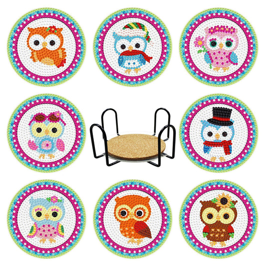 Sweet Owl Diamond Painting Table Coasters