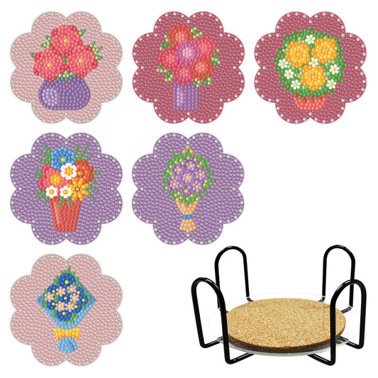 Floral Diamond Painting Table Coasters