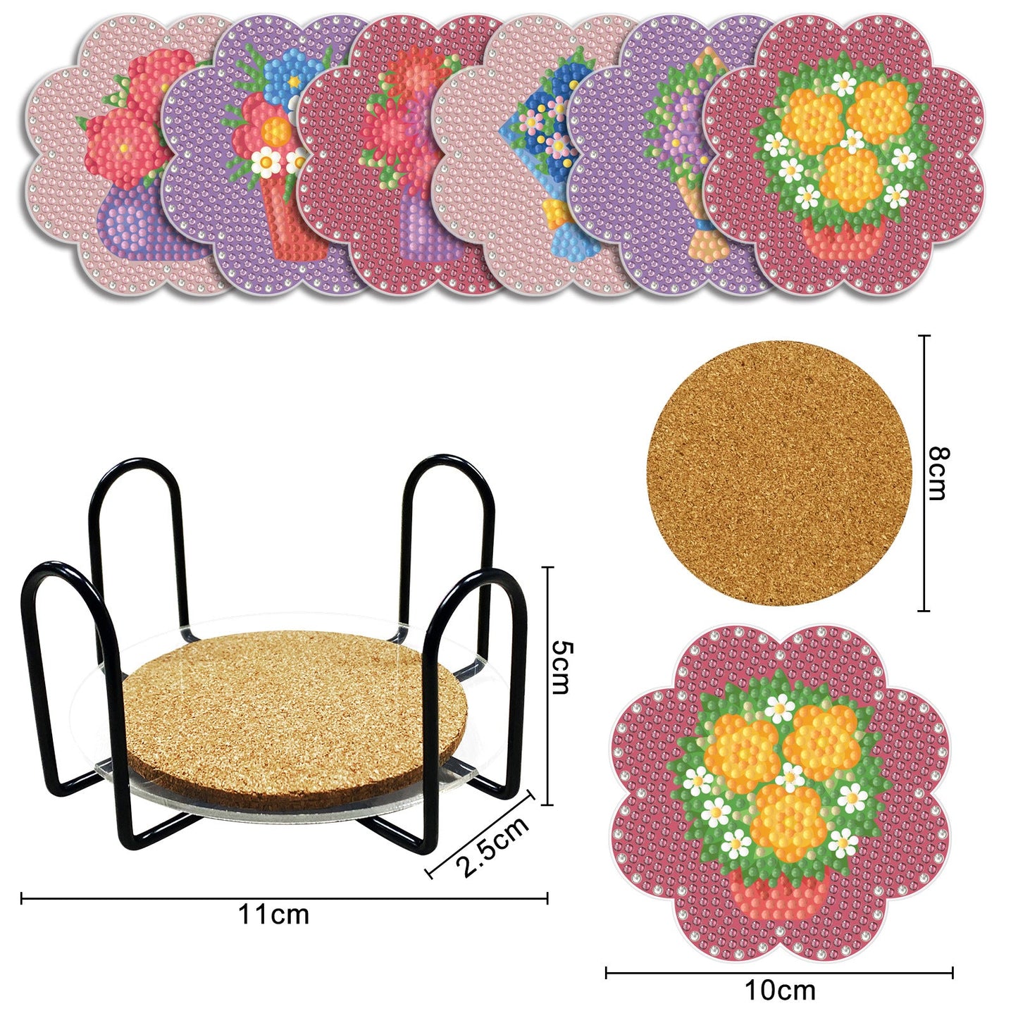 Floral Diamond Painting Table Coasters