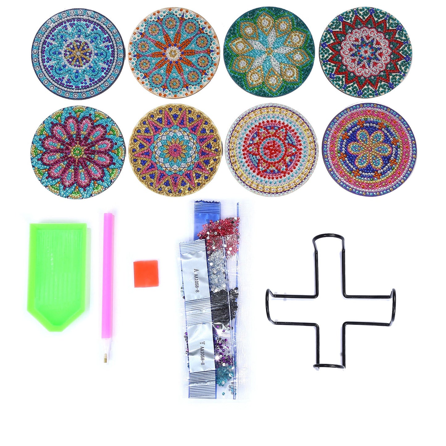 Diamond Painting Mandala Coasters & Stand