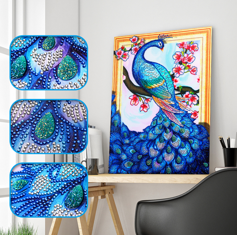 Wonderful Blue Peacock - Special Shaped Diamond