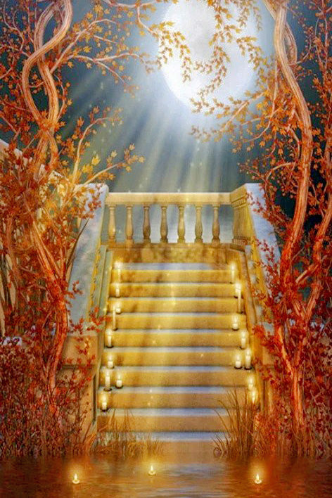 Candles on Beautiful Staircase Diamond Painting