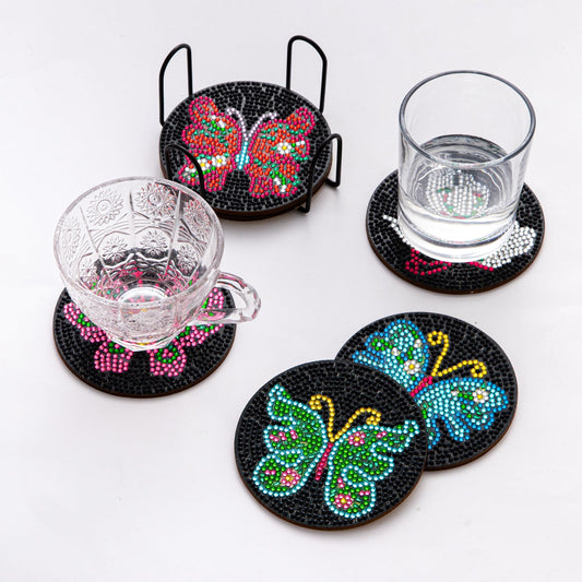 Colorful Butterflies Coasters - Painting by Diamonds