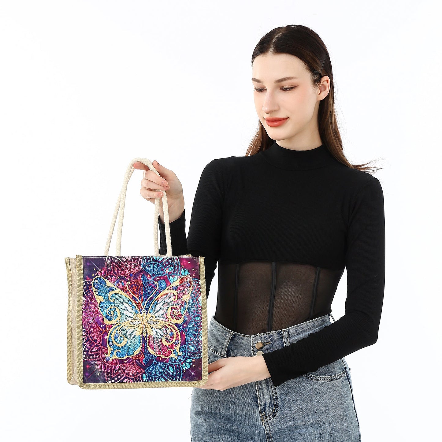 Vintage Butterfly - Diamond Painting Shopping Bag