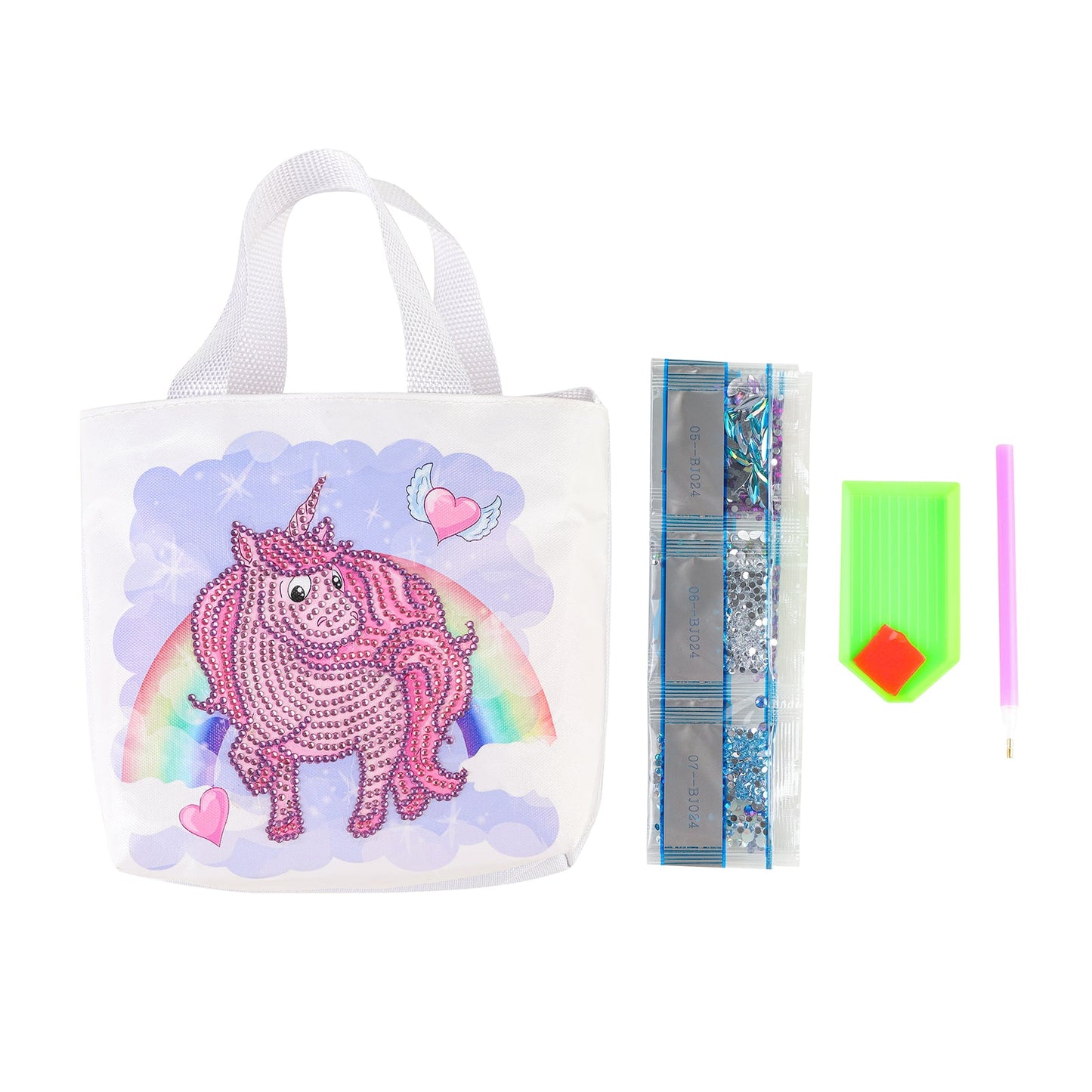 Pink Unicorn Diamond Painting Tote Bag