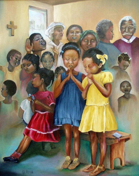 African Children Praying in Church Diamond Painting