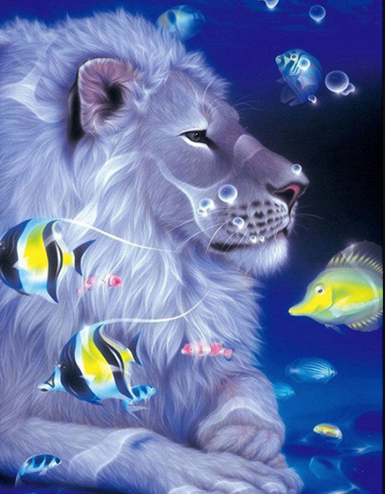 Lion & Fish Paint by Diamonds