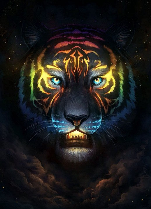 Amazing Tiger Face in Galaxy Diamond Painting