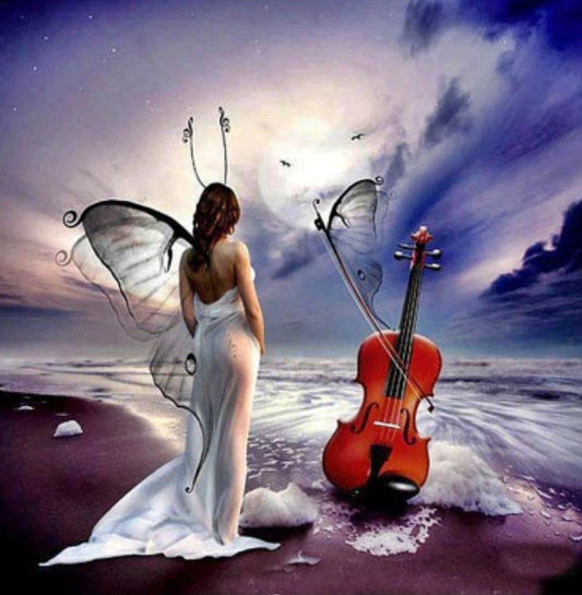 Angel Girl & Guitar Paint by Diamonds