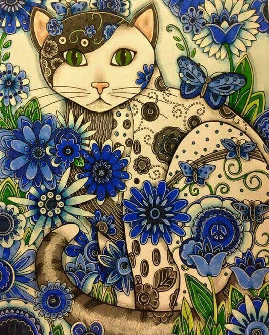 Artistic Cat Paint by Diamonds