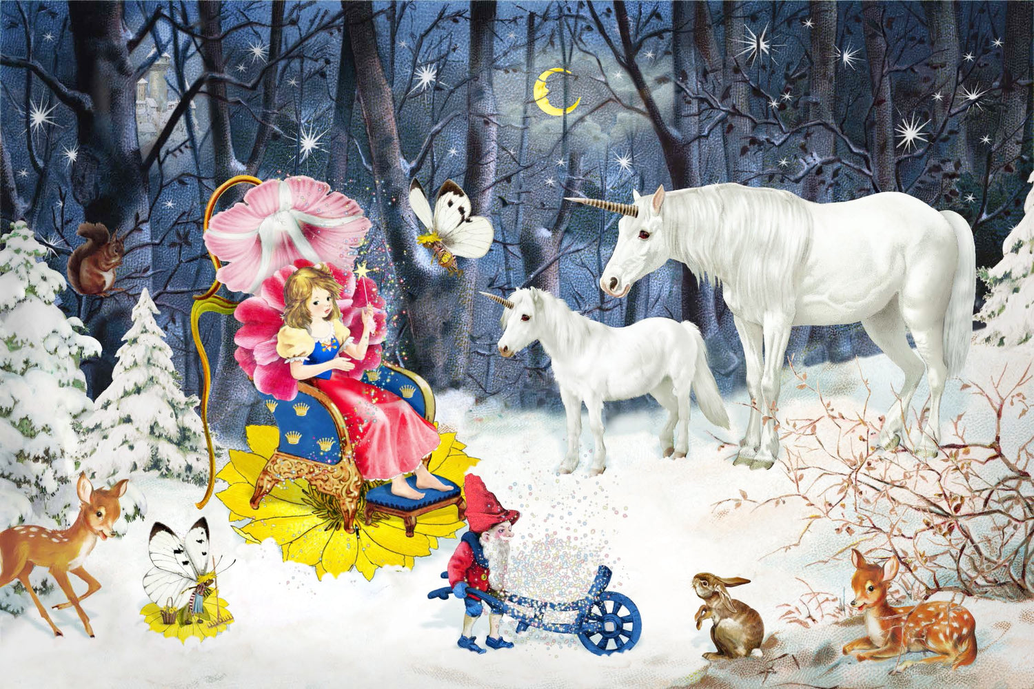 Princess playing with Unicorns