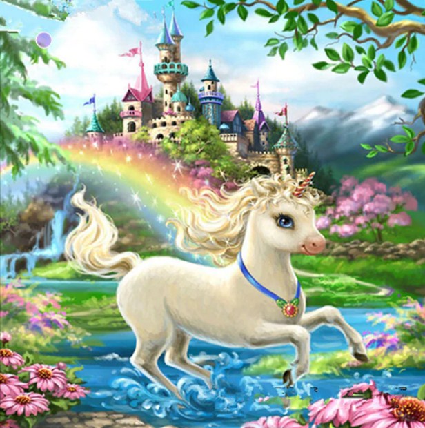 Baby Unicorn in Fantasy Land Diamond Painting