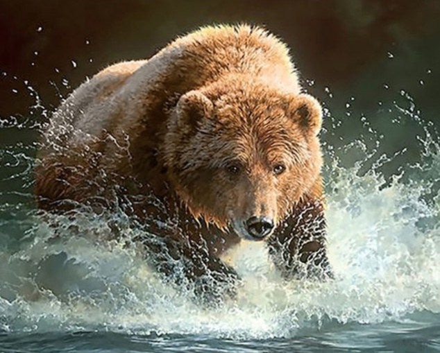 Bear in Water Diamond Painting