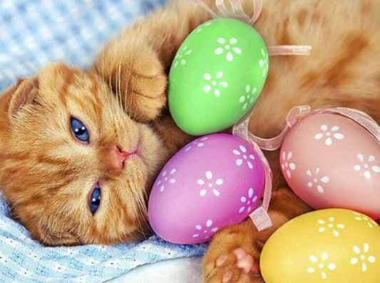 Cat on Easter Paint by Diamonds
