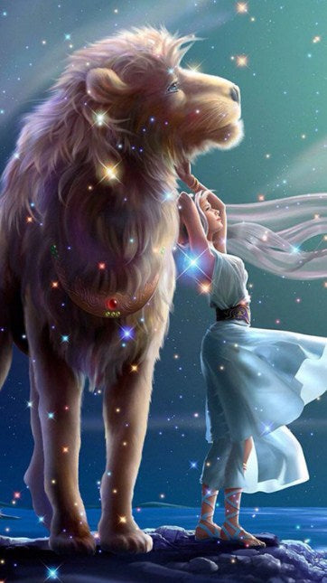 Big Lion & Girl Paint by Diamonds