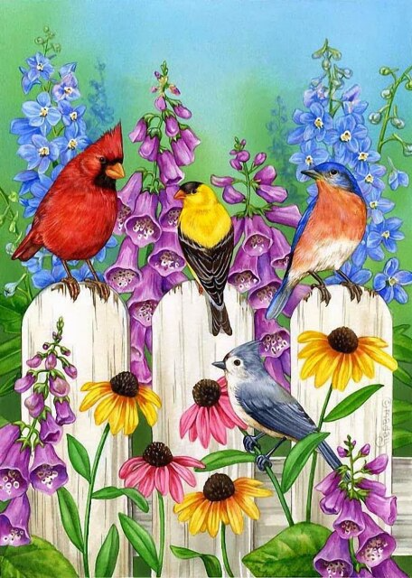 Birds in garden diamond painting art