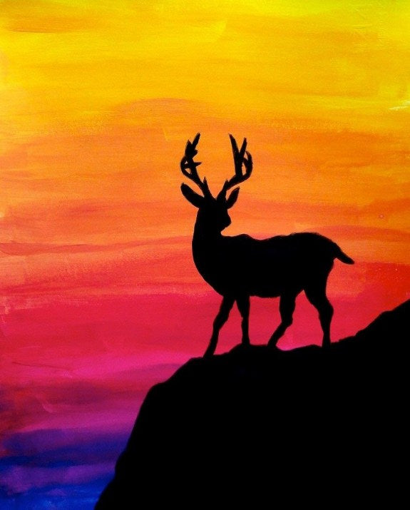 Black Stag with Colorful Background Diamond Painting