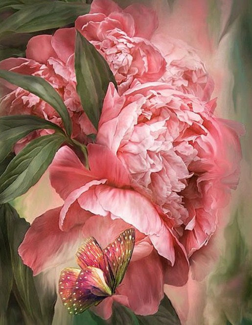 Butterfly & Peonies Paint by Diamonds