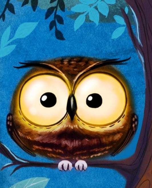 Cartoon Owl with Big Eyes Diamond Painting