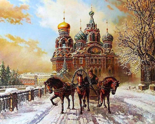 Castle & Horse Carriage Paint by Diamonds