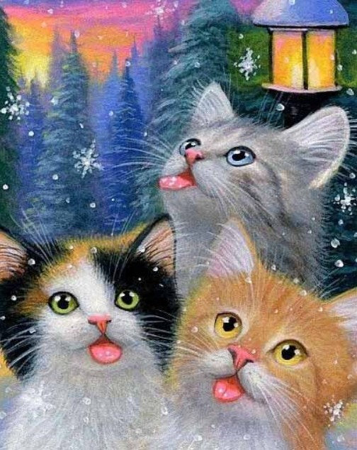 Cats in Winter Diamond Painting Kit