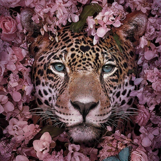 Cheetah in flowers-DIY diamond painting kit
