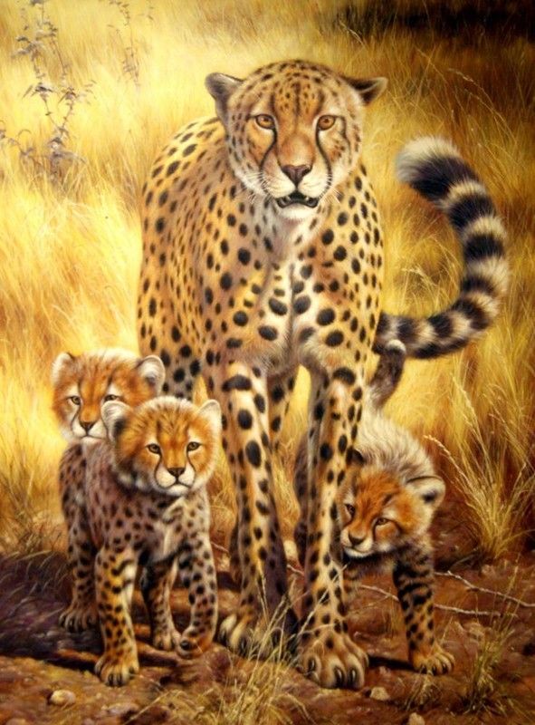 Cheetah Family Diamond Painting Kit