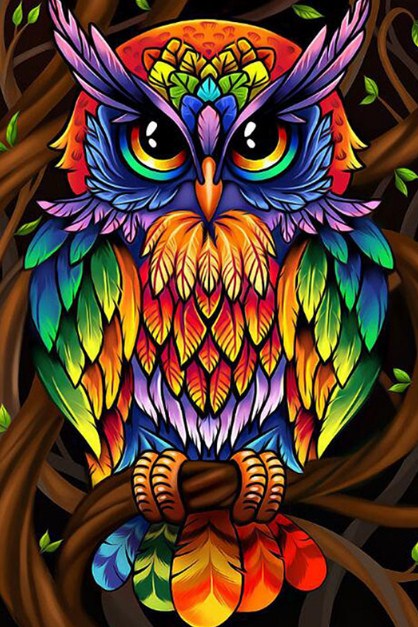 Colorful Owl Paint by Diamonds