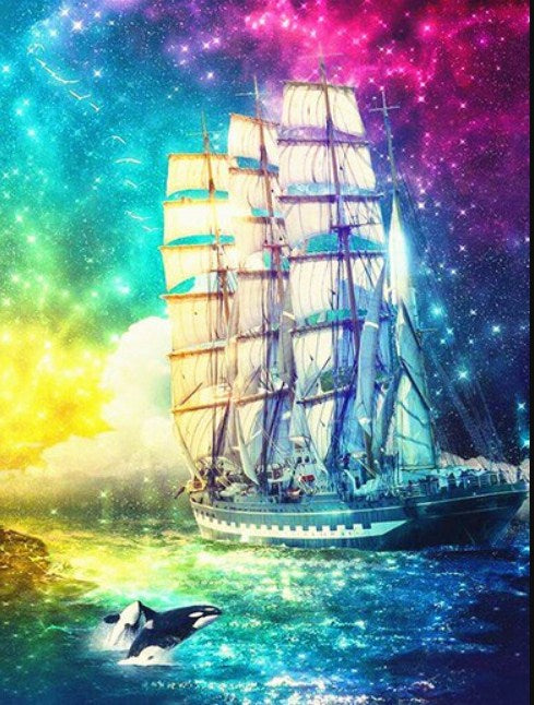Colorful Sky & Sailing Ship Diamond Painting