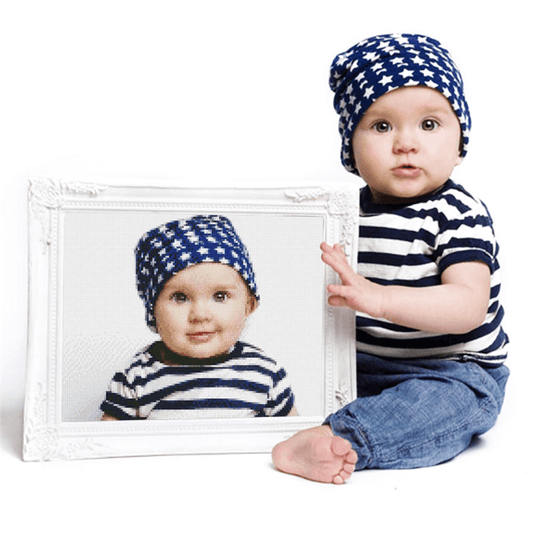 Baby photo turned into a custom diamond painting kit