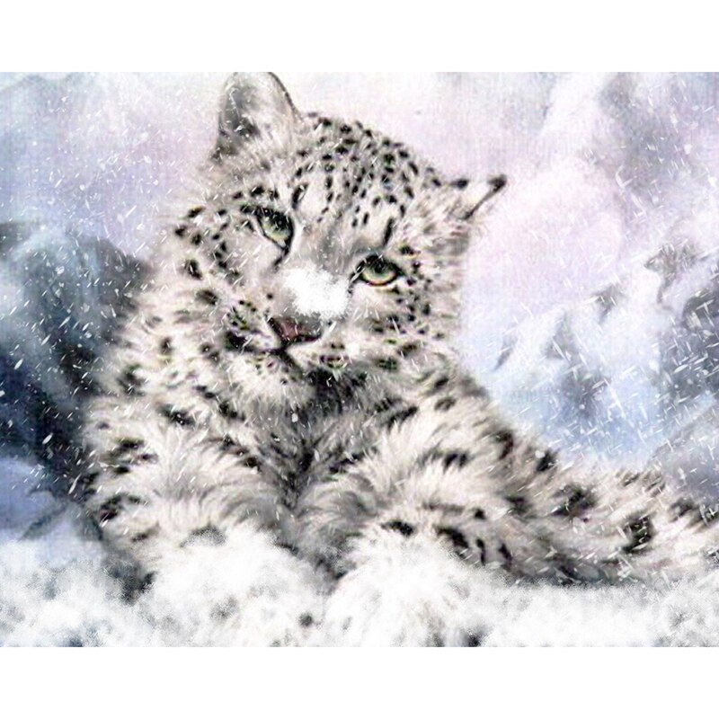 Cute baby leopard diamond painting art