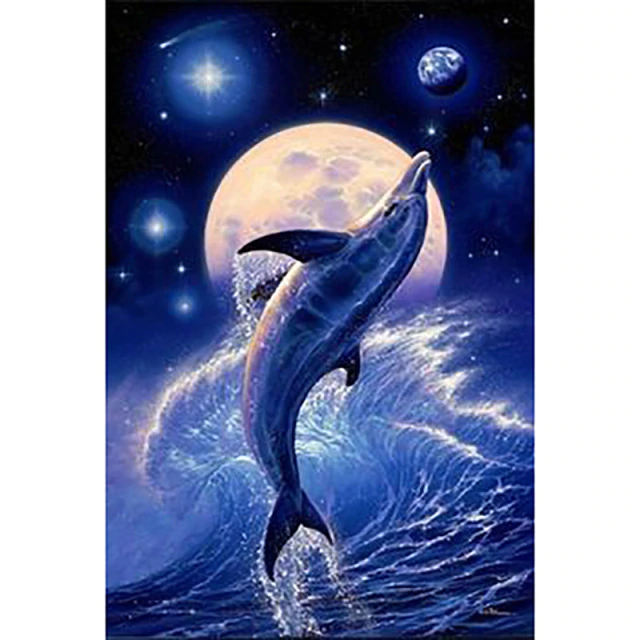Cute dolphin diamond painting kit by All Diamond Painting