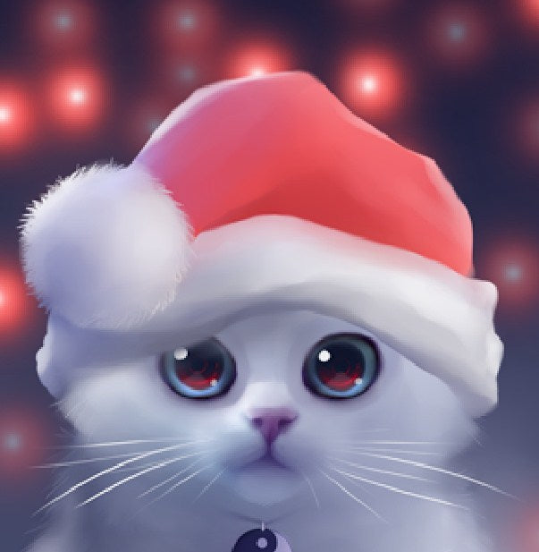 Cute Cat with Christmas Hat Diamond Painting