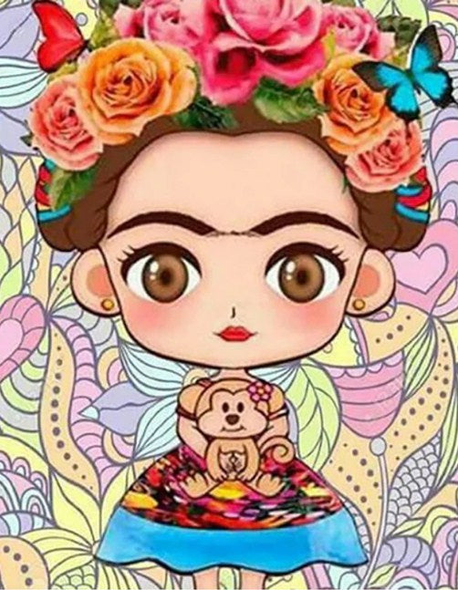 Cute Little Cartoon Girl Paint by Diamonds