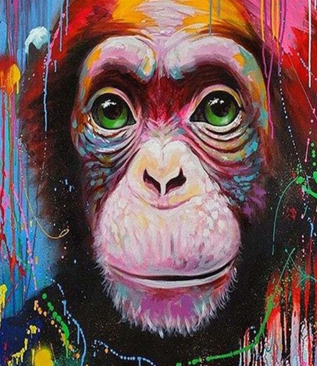 Cute Monkey with Green Eyes Diamond Painting