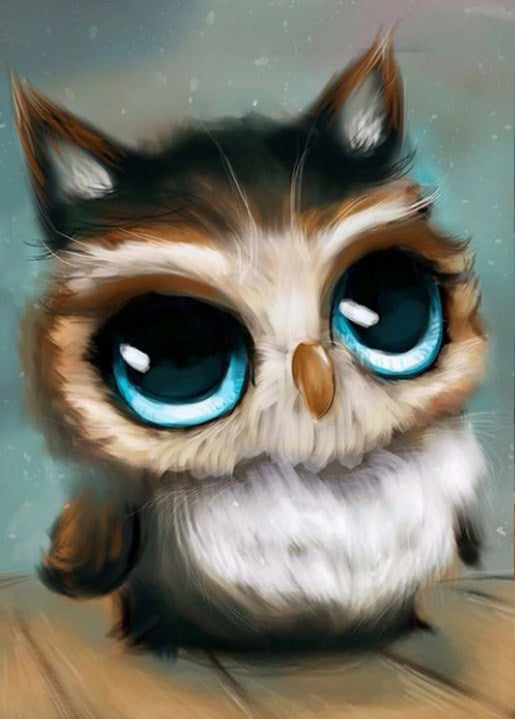 Cute Owl with Blue Eyes Diamond Painting