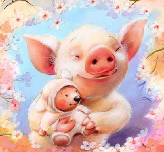 Cute Pig & Baby Diamond Painting