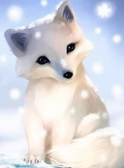 Cute White Fox Paint by Diamonds