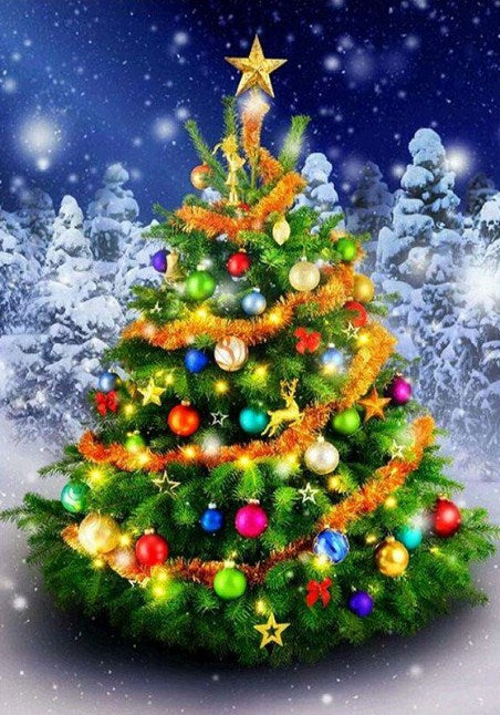 Decorated Christmas Tree Diamond Painting