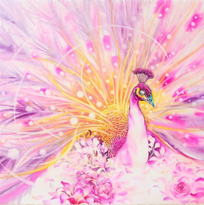 Elegant Pink Peacock Diamond Painting Kit