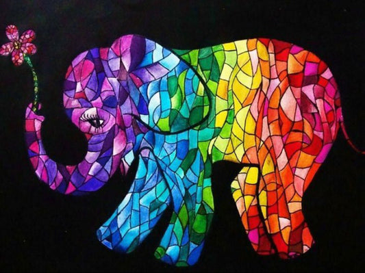 Stained Glass Elephant Diamond Painting Kit