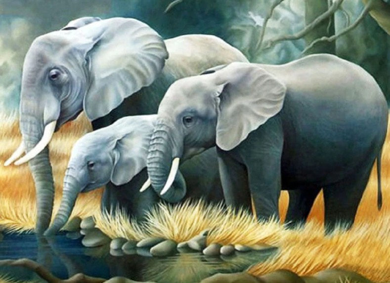 Elephant Family Diamond Painting Kit