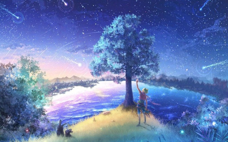 Falling Stars Anime Landscape Diamond Painting