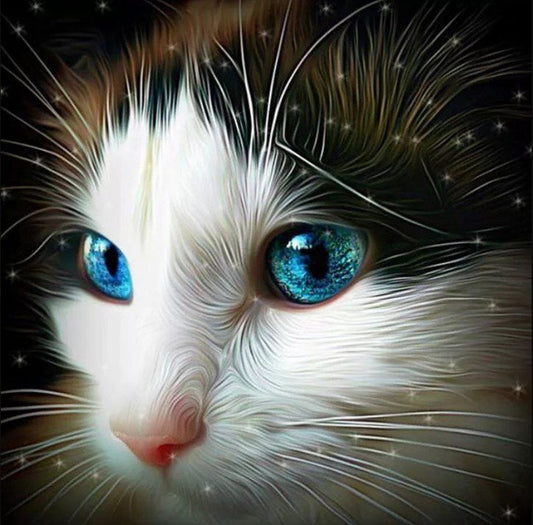 Fascinating Cat with Blue Eyes Diamond Painting