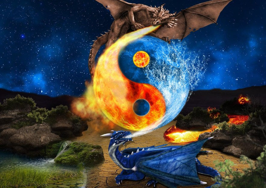 Fire & Water Dragons Paint by Diamonds