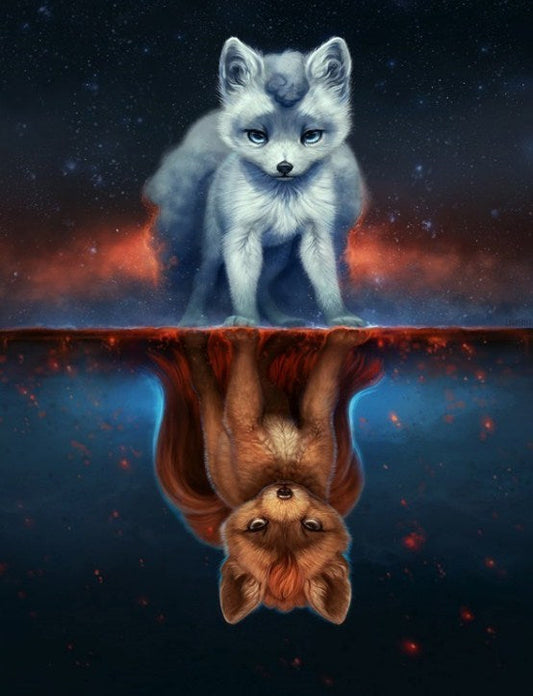 Fire & Ice Wolf Pups Paint by Diamonds