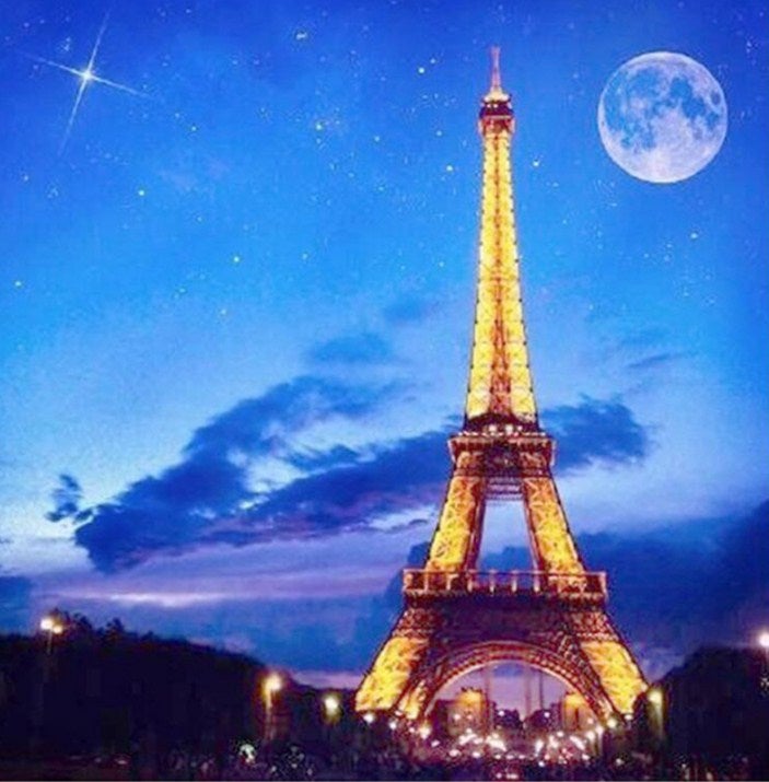 Full Moon & Eiffel Tower Diamond Painting