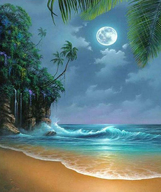 Full Moon on the Beach Diamond Painting Kit