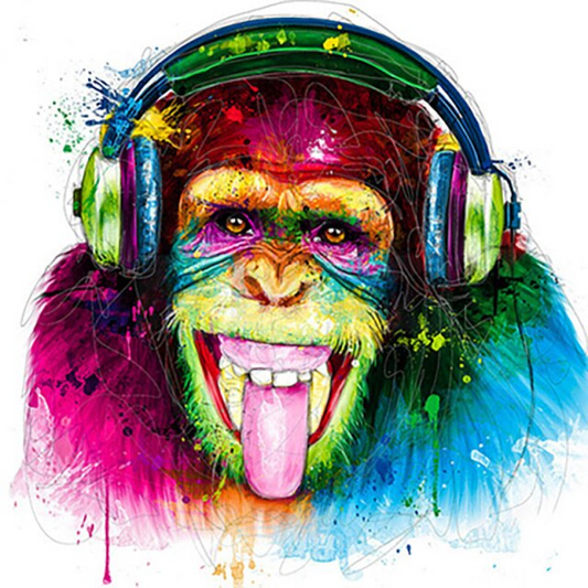 Funky face monkey diamond painting kit