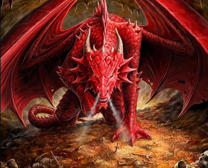Furious Red Dragon Paint by Diamonds